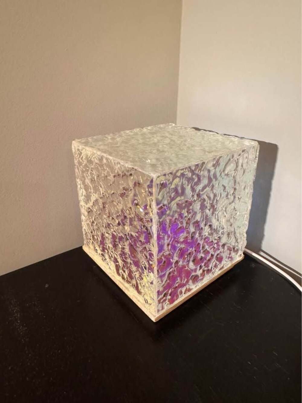 Color Changing Water Ripple Cube LED Lamp 5.5”